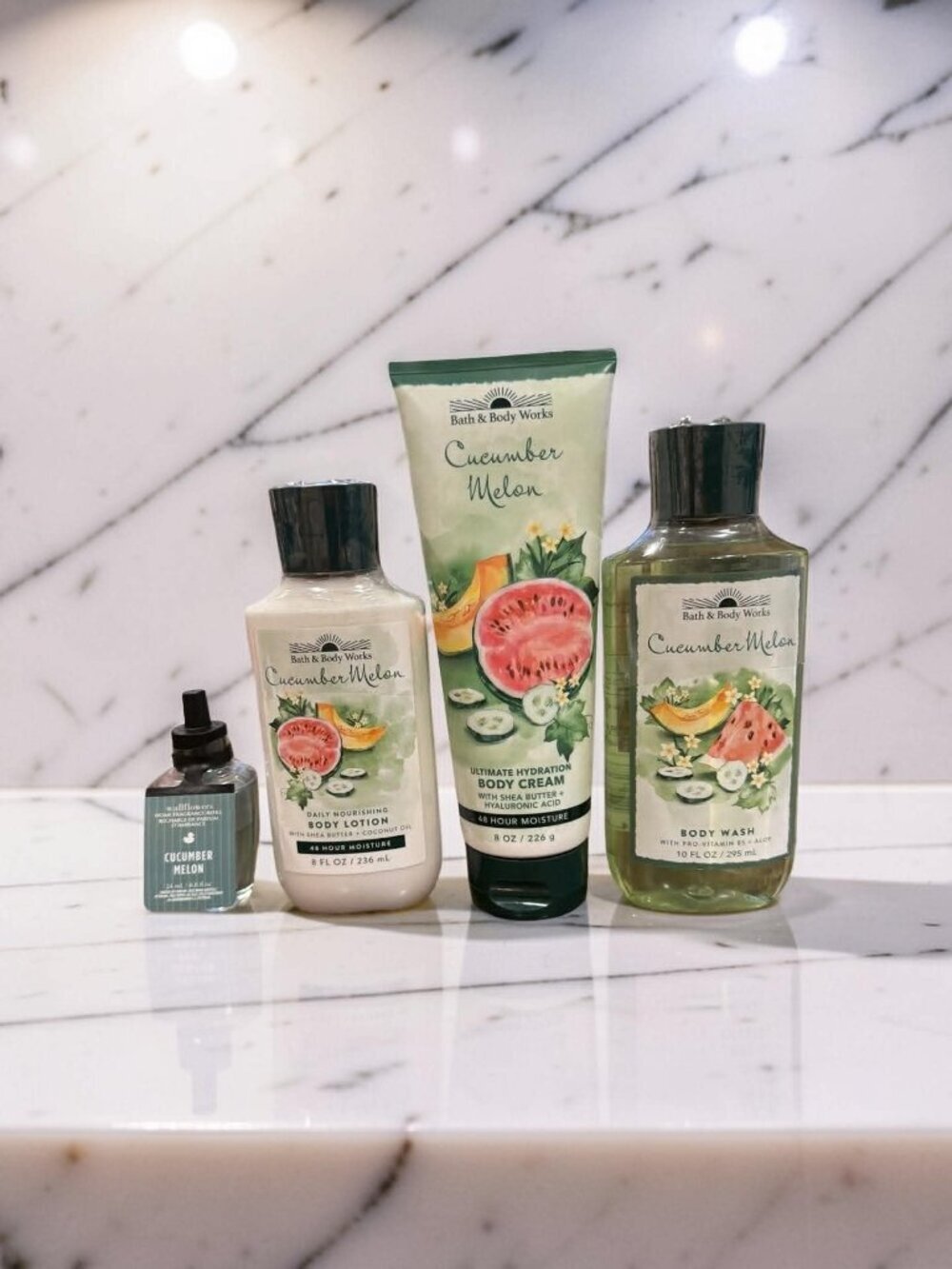 Bath & Body Works Cucumber Melon Lotion, Body Cream, Body Wash Wallflowers Refil